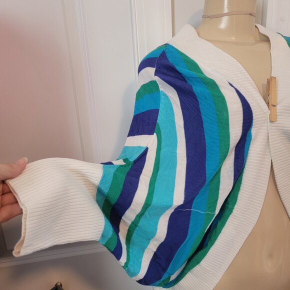 Cache Women’s Multicolor knit Striped Open Front Cardigan Shrug - Picture 4 of 8